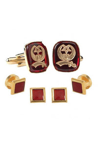 Pioneer Red Shriner Insignia Studs and Cufflinks Set