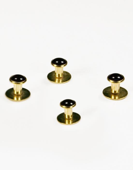 Classic Collection Black Enamel Inset with Gold Setting Studs Set