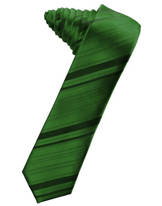 Cardi Self Tie Clover Striped Satin Skinny Necktie