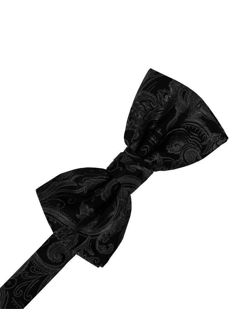 Cristoforo Cardi Pre-Tied Black Paisley Silk Bow Tie