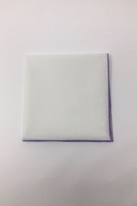 Cristoforo Cardi White Cotton with Lavender Border Pocket Square