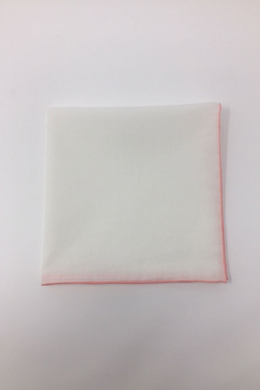 Cristoforo Cardi White Cotton with Pink Border Pocket Square